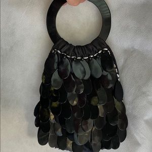 - Black Fun capiz shells beaded mini purse clutch